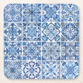Mediterrane Tegels, Portugees, Azulejo, Majolica Kartonnen Onderzetters (Voorkant)