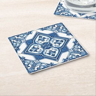 Mediterrane Tegels, Portugees, Azulejo, Majolica Kartonnen Onderzetters