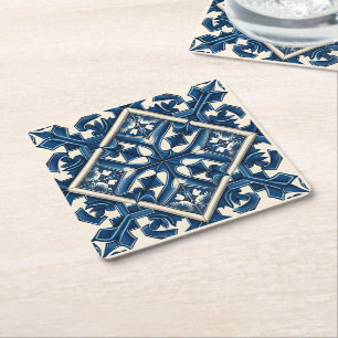 Mediterrane Tegels, Portugees, Azulejo, Majolica Kartonnen Onderzetters
