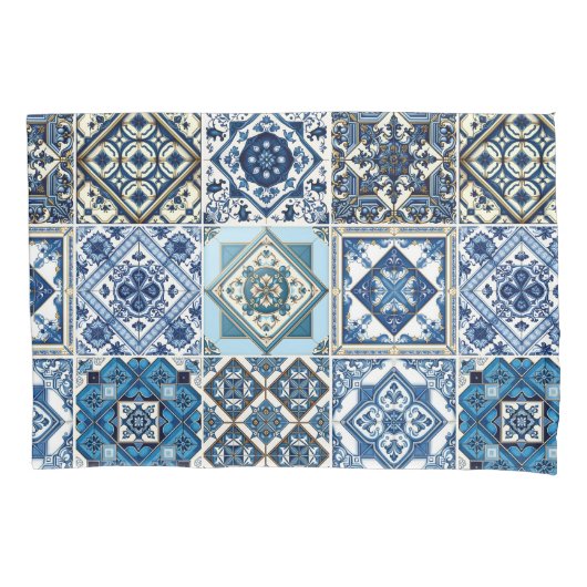 Mediterrane Tegels, Portugees, Azulejo, Majolica Kussensloop (Voorkant)