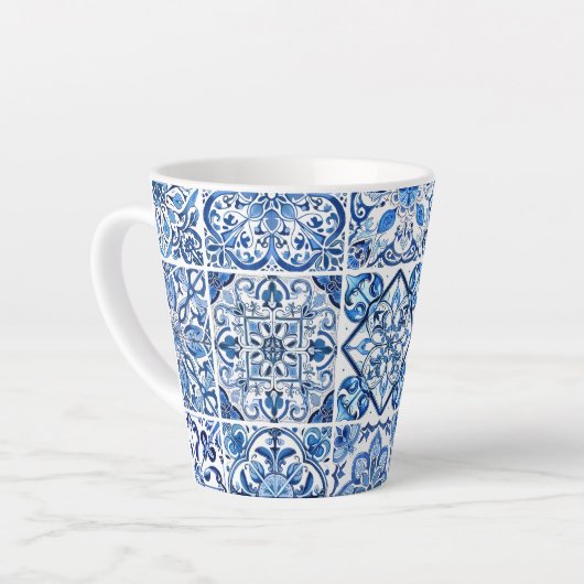 Mediterrane Tegels, Portugees, Azulejo, Majolica Latte Mok (Linkerhoek)