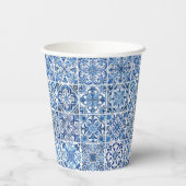 Mediterrane Tegels, Portugees, Azulejo, Majolica Papieren Bekers (Achterkant)