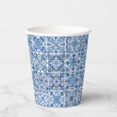 Mediterrane Tegels, Portugees, Azulejo, Majolica Papieren Bekers (Voorkant)