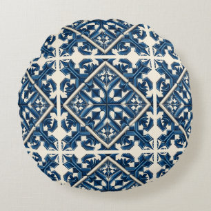 Mediterrane Tegels, Portugees, Azulejo, Majolica Rond Kussen