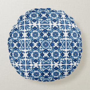 Mediterrane Tegels, Portugees, Azulejo, Majolica Rond Kussen