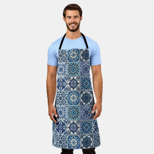 Mediterrane Tegels, Portugees, Azulejo, Majolica Schort (Gedragen)