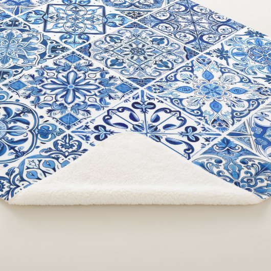 Mediterrane Tegels, Portugees, Azulejo, Majolica Sherpa Deken (3/4)