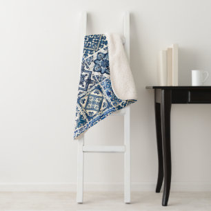 Mediterrane Tegels, Portugees, Azulejo, Majolica Sherpa Deken