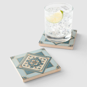 Mediterrane Tegels, Portugees, Azulejo, Majolica Stenen Onderzetter