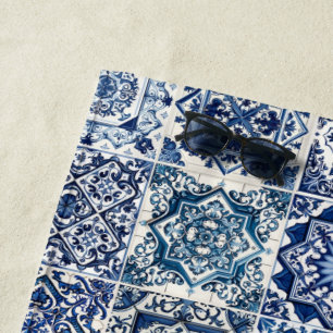 Mediterrane Tegels, Portugees, Azulejo, Majolica Strandlaken