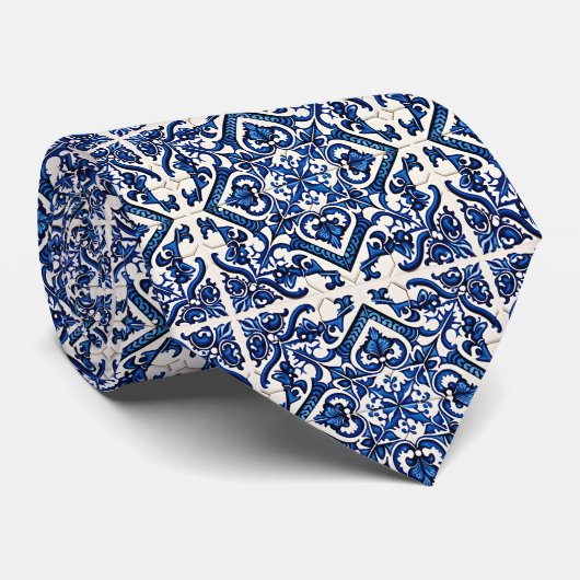 Mediterrane Tegels, Portugees, Azulejo, Majolica Stropdas (Opgerold)