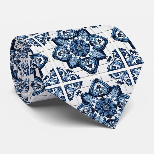 Mediterrane Tegels, Portugees, Azulejo, Majolica Stropdas (Opgerold)