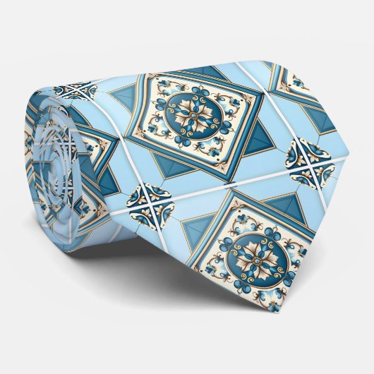 Mediterrane Tegels, Portugees, Azulejo, Majolica Stropdas (Opgerold)