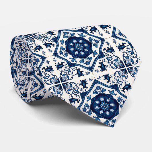 Mediterrane Tegels, Portugees, Azulejo, Majolica Stropdas (Opgerold)