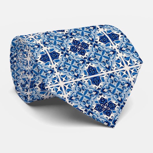 Mediterrane Tegels, Portugees, Azulejo, Majolica Stropdas (Opgerold)