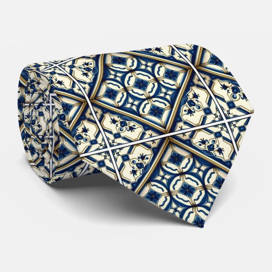 Mediterrane Tegels, Portugees, Azulejo, Majolica Stropdas (Opgerold)