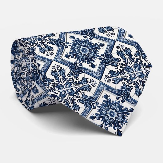 Mediterrane Tegels, Portugees, Azulejo, Majolica Stropdas (Opgerold)