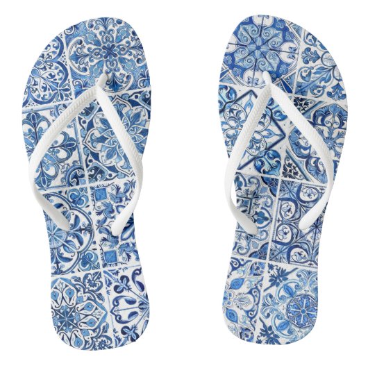 Mediterrane Tegels, Portugees, Azulejo, Majolica Teenslippers (Voetbed)