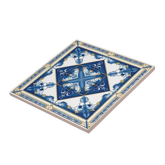 Mediterrane Tegels, Portugees, Azulejo, Majolica Tegeltje (Zijkant)