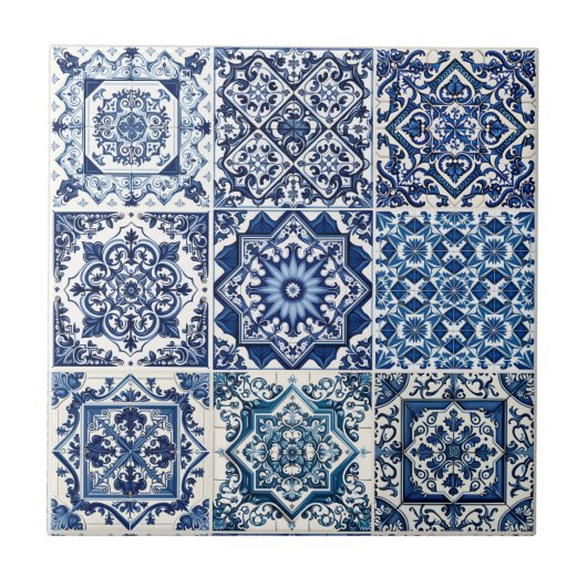 Mediterrane Tegels, Portugees, Azulejo, Majolica Tegeltje (Voorkant)