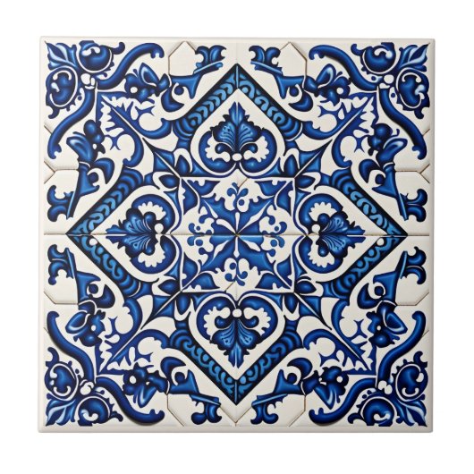 Mediterrane Tegels, Portugees, Azulejo, Majolica Tegeltje (Voorkant)