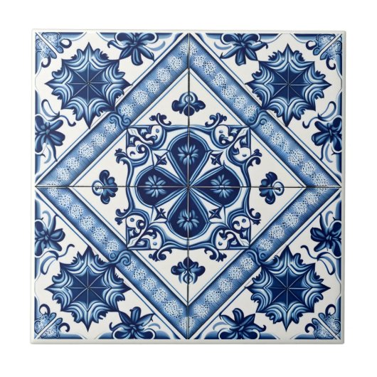 Mediterrane Tegels, Portugees, Azulejo, Majolica Tegeltje (Voorkant)