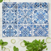 Mediterrane Tegels, Portugees, Azulejo, Majolica Theedoek (Gevouwen)