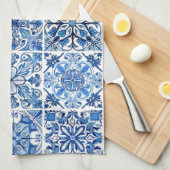 Mediterrane Tegels, Portugees, Azulejo, Majolica Theedoek (Quarter Fold)