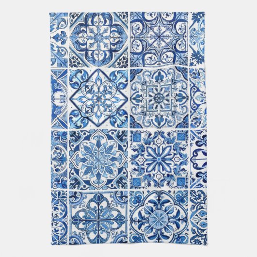 Mediterrane Tegels, Portugees, Azulejo, Majolica Theedoek (Verticaal)