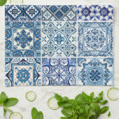 Mediterrane Tegels, Portugees, Azulejo, Majolica Theedoek (Gevouwen)