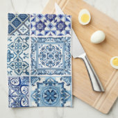 Mediterrane Tegels, Portugees, Azulejo, Majolica Theedoek (Quarter Fold)