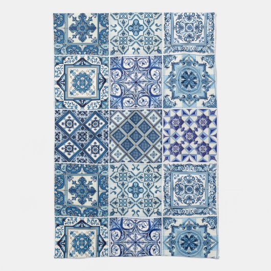 Mediterrane Tegels, Portugees, Azulejo, Majolica Theedoek (Verticaal)