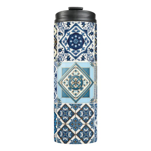 Mediterrane Tegels, Portugees, Azulejo, Majolica Thermosbeker (Voorkant)