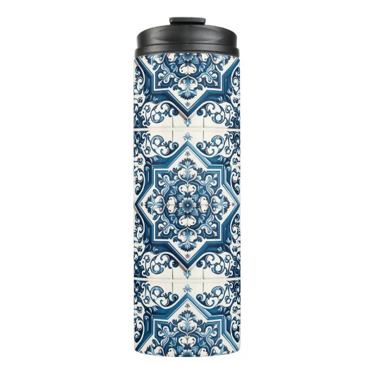 Mediterrane Tegels, Portugees, Azulejo, Majolica Thermosbeker (Voorkant)