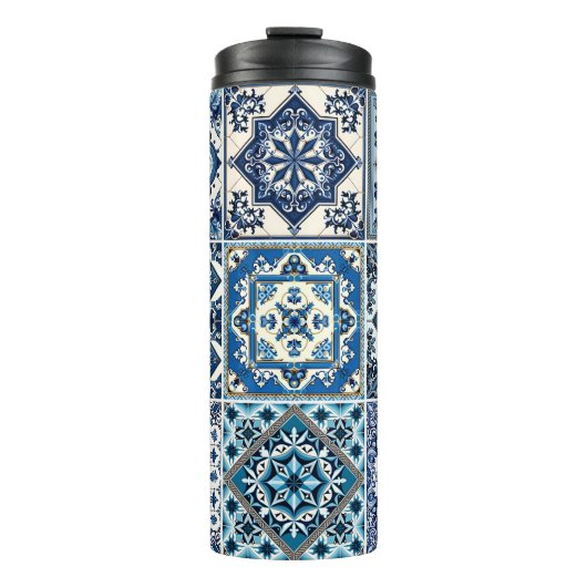 Mediterrane Tegels, Portugees, Azulejo, Majolica Thermosbeker (Voorkant)