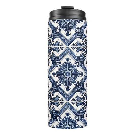 Mediterrane Tegels, Portugees, Azulejo, Majolica Thermosbeker (Voorkant)