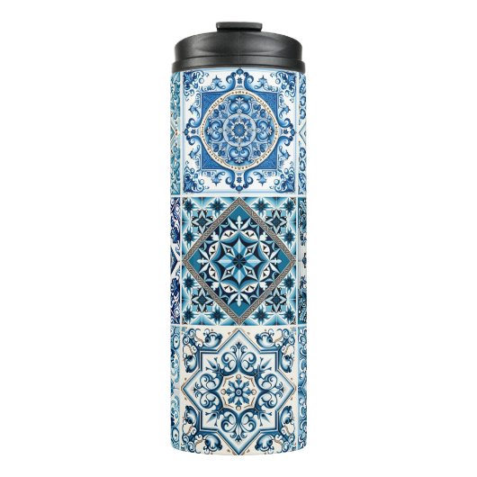 Mediterrane Tegels, Portugees, Azulejo, Majolica Thermosbeker (Voorkant)