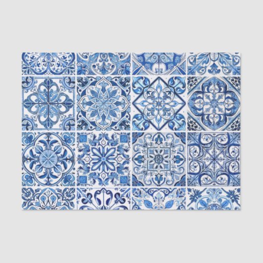 Mediterrane Tegels, Portugees, Azulejo, Majolica Tissuepapier (Voorkant)