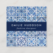 Mediterrane Tegels, Portugees, Azulejo, Majolica Vierkante Visitekaartje (Voorkant)