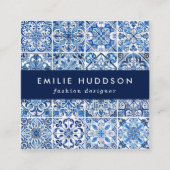 Mediterrane Tegels, Portugees, Azulejo, Majolica Vierkante Visitekaartje (Voorkant)