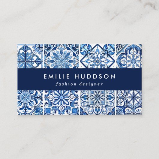 Mediterrane Tegels, Portugees, Azulejo, Majolica Visitekaartje (Voorkant)