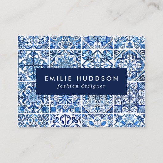 Mediterrane Tegels, Portugees, Azulejo, Majolica Visitekaartje (Voorkant)