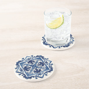 Mediterrane Tegels, Portugees, Azulejo, Majolica Zandsteen Onderzetter