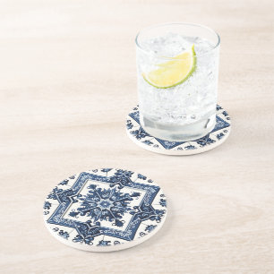 Mediterrane Tegels, Portugees, Azulejo, Majolica Zandsteen Onderzetter