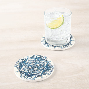 Mediterrane Tegels, Portugees, Azulejo, Majolica Zandsteen Onderzetter