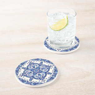 Mediterrane Tegels, Portugees, Azulejo, Majolica Zandsteen Onderzetter