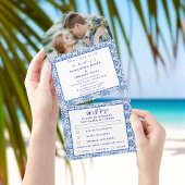 Mediterrane Tegels Portugees Foto Bruiloft All In One Uitnodiging