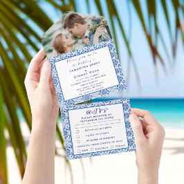 Mediterrane Tegels Portugees Foto Bruiloft All In One Uitnodiging