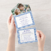 Mediterrane Tegels Portugees Foto Bruiloft All In One Uitnodiging (Afscheurbaar)