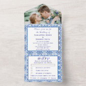 Mediterrane Tegels Portugees Foto Bruiloft All In One Uitnodiging (Binnen)